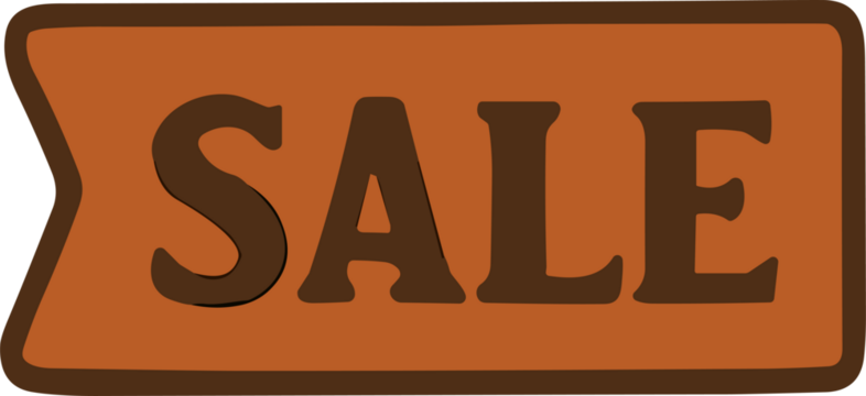 Bold vintage-style sale banner in warm brown and orange tones, perfect for promoting discounts, offers, and special deals