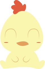 Pollito bebe con tonos amarillos y rojos 