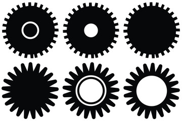 Gear Wheel Icon Set – Mechanical Cogwheel and Sprocket Collection | Industrial Engineering Vector Illustration