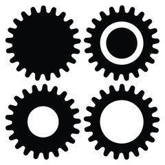Gear Wheel Icon Set – Mechanical Cogwheel and Sprocket Collection | Industrial Engineering Vector Illustration