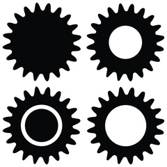 Fototapeta premium Gear Wheel Icon Set – Mechanical Cogwheel and Sprocket Collection | Industrial Engineering Vector Illustration