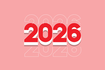 2026 Happy New Year logo text design. 2026 number design template. Vector illustration with labels isolated on white background.