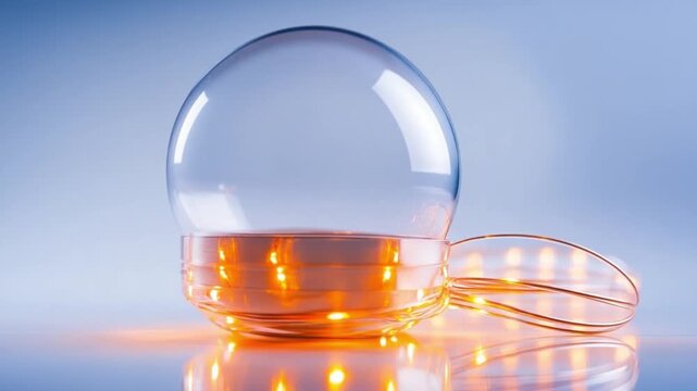 Illuminated sphere with LED lights: An artistic, glowing glass sphere featuring warm, embedded LED lights, creating an ambiance of gentle illumination and innovative design.