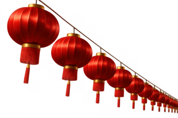 Red Chinese lanterns decorating a long line