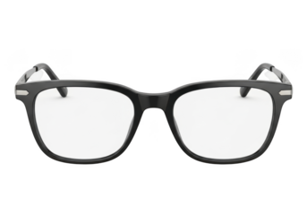 Stylish black frame glasses isolated on transparent background offering clear vision and a modern, sophisticated look