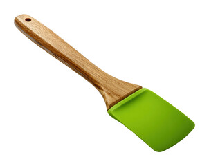 Cooking action with green spatula kitchen food preparation isolated on transparent background