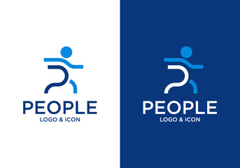 vector design of people logo icon with letter P clean and simple style