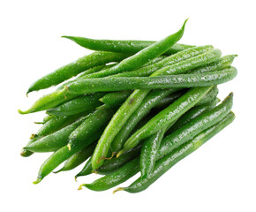 Harvesting fresh green beans farm field food natural light isolated on transparent background