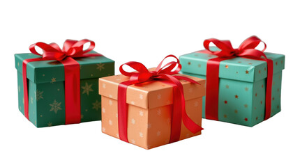 Gift Wrapping Celebration Three Wrapped Presents Home Product Photography Festive Atmosphere Close-Up View Holiday Concept