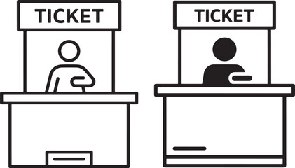 Ticket Booth Icon Vector Counter Service Booking Station Design