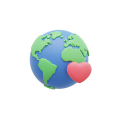 Fototapeta premium Creative globe with a heart symbol representing love for the Earth, focused on environmental awareness and global unity