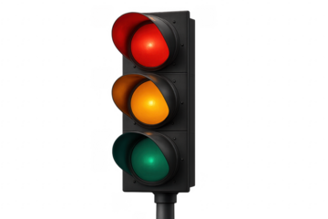 Traffic light showing red, yellow, green signals