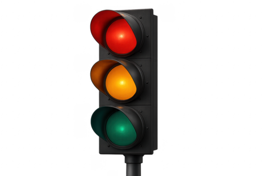 Traffic light showing red, yellow, green signals