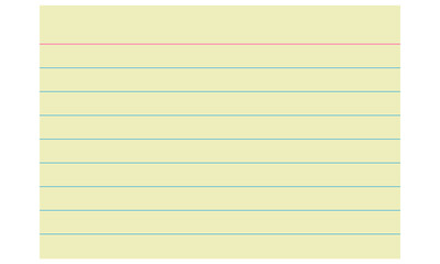 Yellow lined notepad paper sheet isolated on transparent background