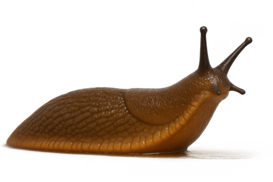 Brown slug gastropod mollusc moving transparent background