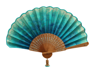 Elegant blue fan display asian market decorative vibrant isolated on transparent background