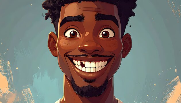 Animated African American Man with Missing Tooth and Goofy Expression.