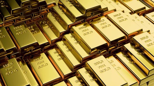 3d render gold bar with animation