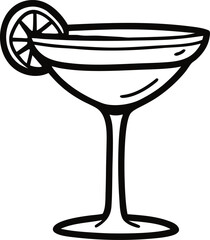 Simple Hand Drawn Margarita Glass Cocktail Vector