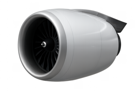 Airplane jet engine turbine illustrating aviation engineering power
