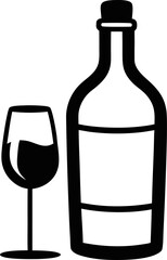 Elegant Wine Bottle and Glass Pairing Vector