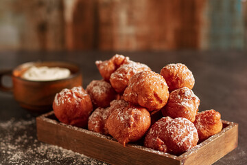 Homemade rustic deep fried donut with sugar