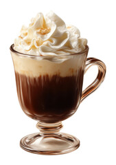 Sipping warm hot chocolate cozy winter cabin creamy topping delight isolated on transparent background