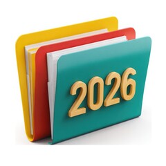 Year 2026 File: A close-up shot presents three vibrant file folders, with 2026 prominently displayed. This image evokes the ideas of planning and looking toward the future. 