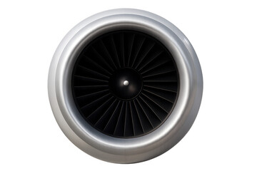 Jet aircraft engine turbine on transparent background