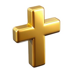 Obraz premium A shiny golden christian cross symbol isolated on white background