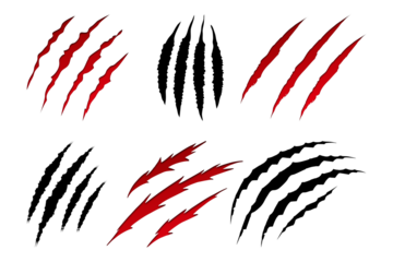 Claw Scratches icons. Claw scratches silhouette trendy minimal icons. Wild animal marks, Predator attacks, Scratch patterns icons. Design signs for social media, app, web design. Vector illustration