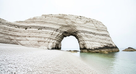 The iconic durdle door stands majestically on the beach, with the natural limestone arch creating a stunning gateway to the tranquil sea