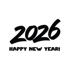 Happy new year 2026 celebration date text typography greeting vector