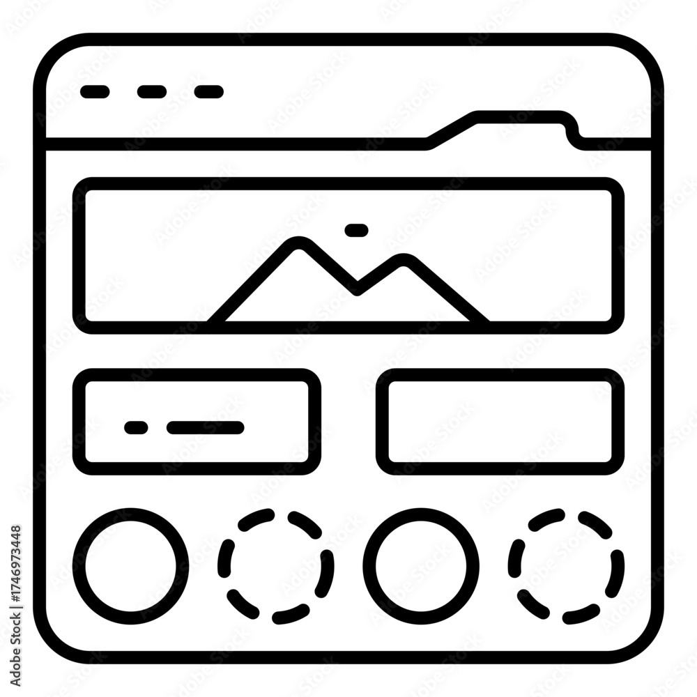 Wall mural conceptual linear design icon of web landscape