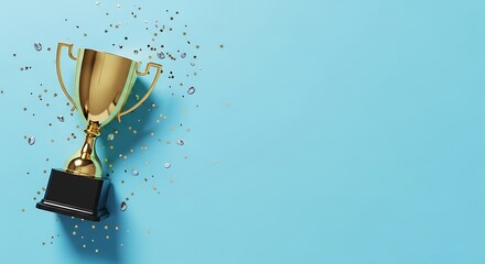 Celebrate your achievements with this stunning gold trophy on a blue background, perfect for awards season