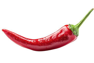 Vibrant red chili pepper isolated on a stark transparent background