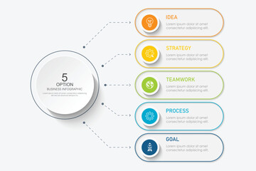 Business processes. Timeline infographics with 3, 8, 5 steps, options. Vector graphics.	