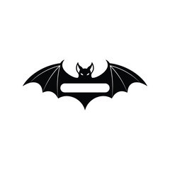 Fototapeta premium Halloween bat silhouette with blank banner for text and spooky night celebration vector