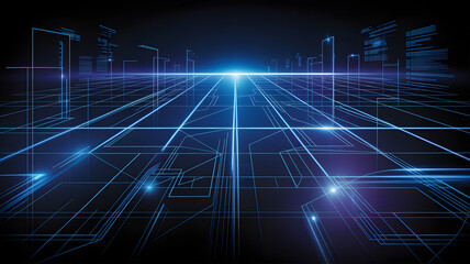 Abstract blue background with binary code and light design showing a digital information wave pattern for technology and cyberspace concept