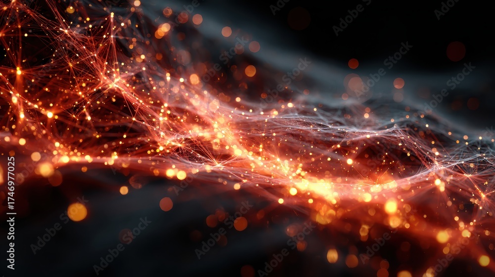 Canvas Prints fiery red and orange glowing plexus network background image