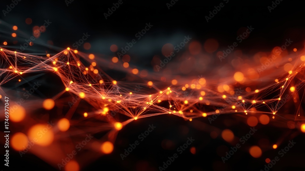 Canvas Prints fiery red and orange glowing plexus network with stunning details