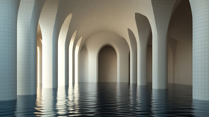 Obraz premium Flooded Hall: Arches and Columns