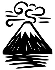 ilustracion en tinta del volcan misti