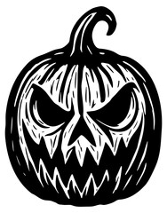 ilustracion en tinta de una calabaza tenebrosa