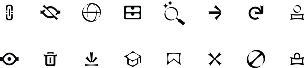  set of icon , reject , right mark , delete , bin , arrow , contact , lock , cap , retry , eye,  close eye vector illustration 