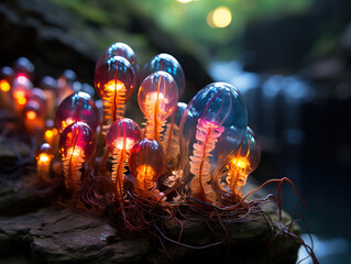 Glowworms Creating a Stunning Bioluminescent Display in the Depths of Nature