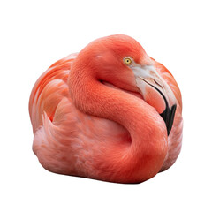 Fototapeta premium Vibrant flamingo resting peacefully, a captivating wildlife portrait radiating tranquility and natural beauty, perfect for nature lovers and exotic animal projects