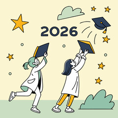 Vector art of graduation celebration for the class of 2026 year