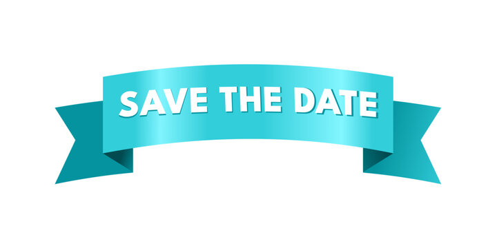 Save the date blue ribbon - vector illustration