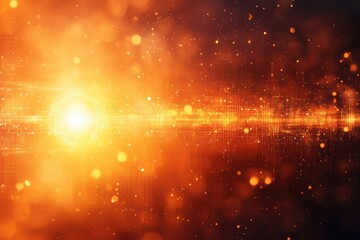 Fototapeta premium Abstract orange light rays radiate across a dark background creating a dazzling cosmic effect